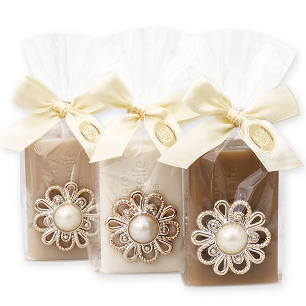 Sheep milk soap 100g decorated with ornament in a cellophane, sorted 