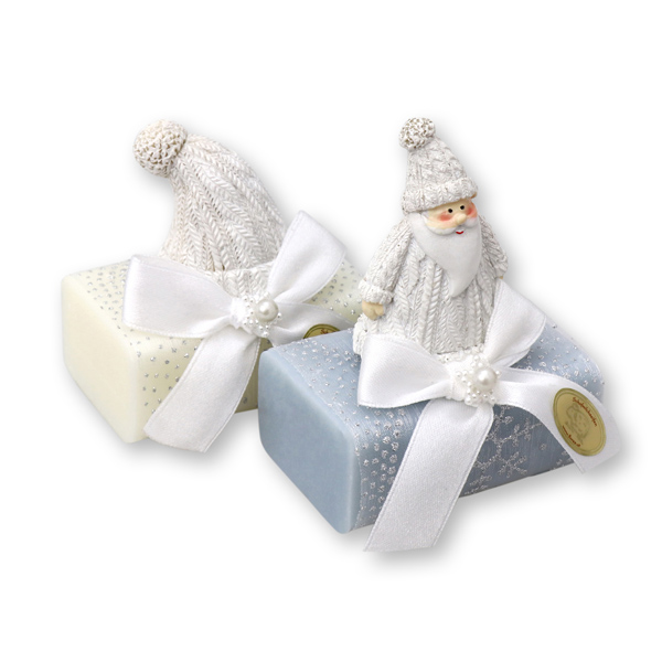 Sheep milk soap 100g decorated with santa, Classic/ice flower 