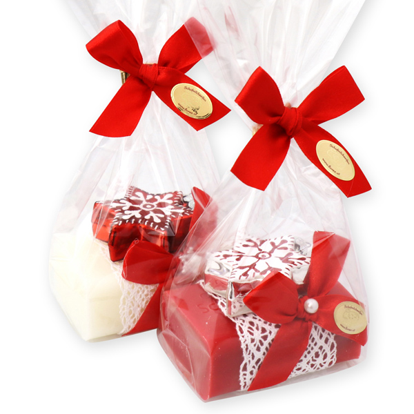 Sheep milk soap 100g decorated with a star in a cellophane, Classic/pomegranate 