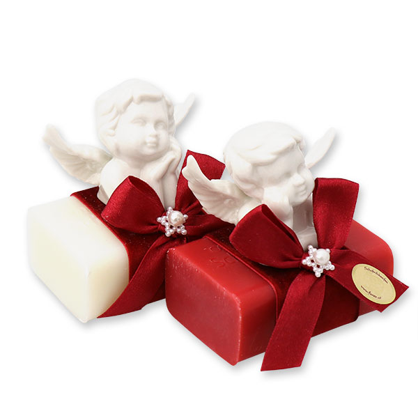 Sheep milk soap 100g decorated with an angel, Classic/pomegranate 