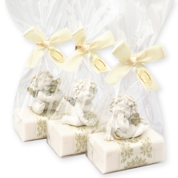 Sheep milk soap 100g decorated with an angel-Igor in a cellophane, Christmas rose 