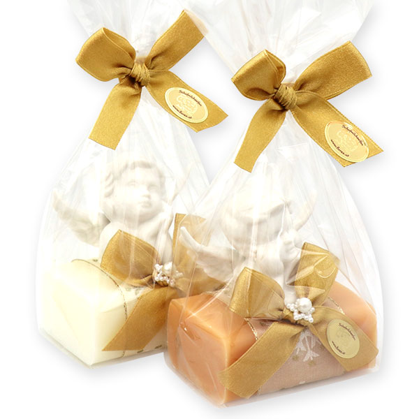 Sheep milk soap 100g decorated with a angel in a cellophane, Classic/quince 