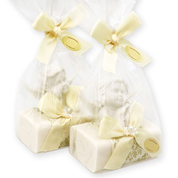 Sheep milk soap 100g decorated with an angel in a cellophane, Christmas rose 
