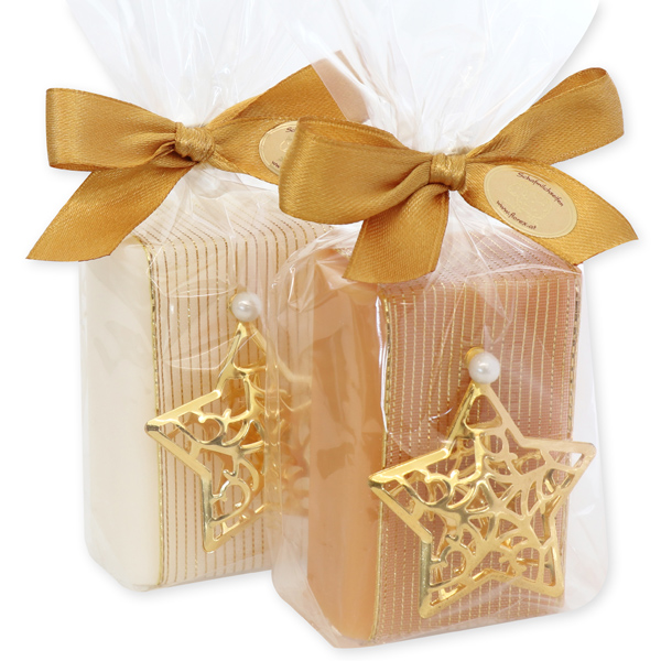Sheep milk soap 100g decorated with a gold star in a cellophane, Classic/quince 