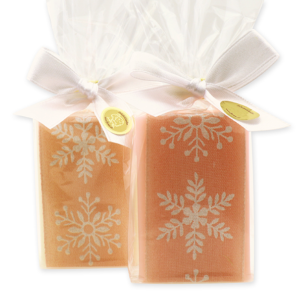 Sheep milk soap 100g decorated with a ribbon in a cellophane, Classic/peony 