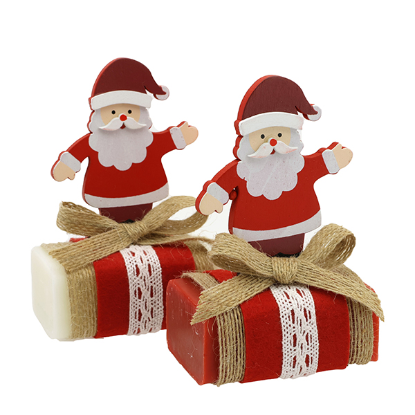 Sheep milk soap 100g deocrated with santa , Classic/pomegranate 