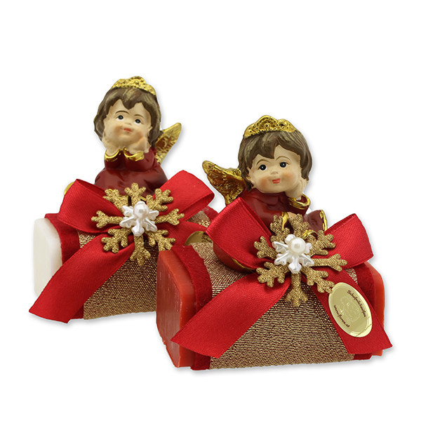 Sheep milk soap 100g deocrated with an angel, Classic/pomegranate 