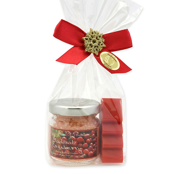 Bath set 2 pieces in a cellophane bag, Cranberry 