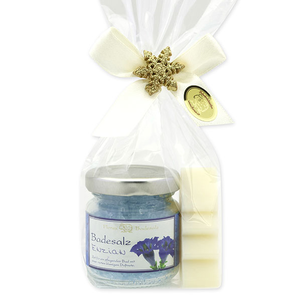 Bath set 2 pieces in a cellophane bag, Gentian 
