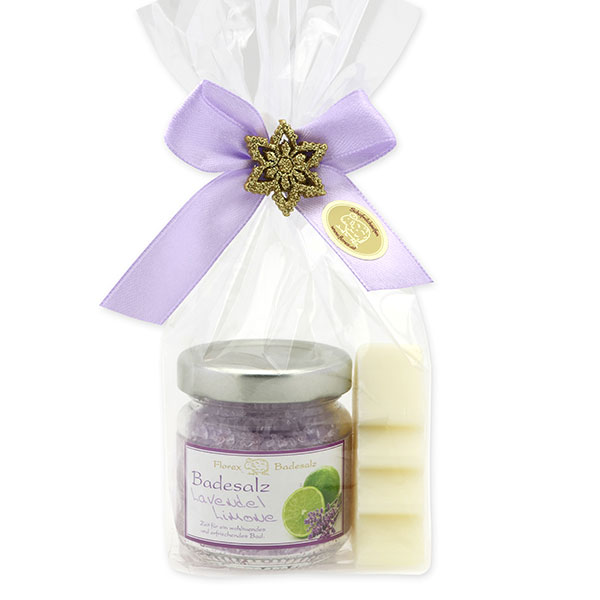 Bath set 2 pieces in a cellophane bag, Lavender-lime 
