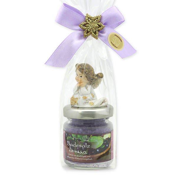Bath salt 60g decorated with an angel in a cellophane bag, Chokeberry 