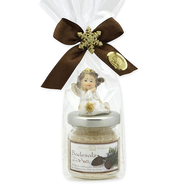 Bath salt 60g decorated with an angel in a cellophane bag, Swiss pine 