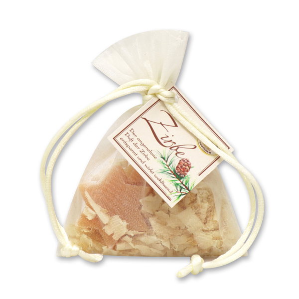 Sheep milk soap star 2x12g, decorated with swiss pine shavings in organza, Swiss pine 