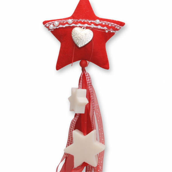 Sheep milk soap star 80g and star 20g, hanging with a red fabric star, Classic 