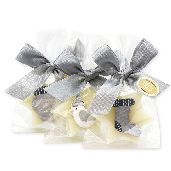Schafmilchseife Stern 20g dekoriert mit Weihnachtsmotiven in Cello, Classic 