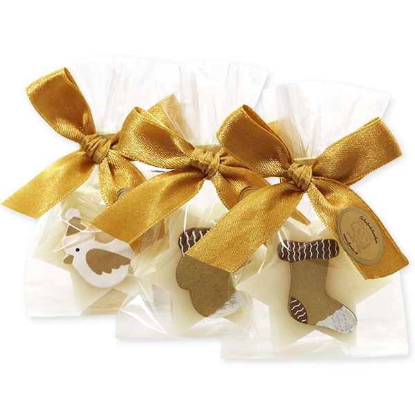 Sheep milk soap star 20g decorated with christmas decorations in a cellophane, Classic 