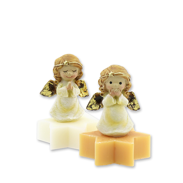 Sheep milk soap star midi 20g decorated with an angel, Classic/swiss pine 
