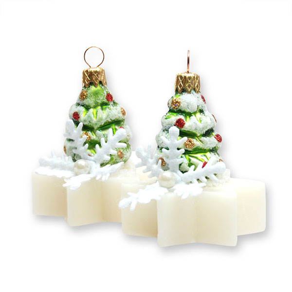 Sheep milk star soap 20g decorated with a glass tree, Classic 