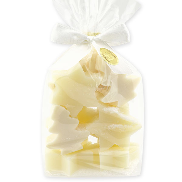 Sheep milk soap star 20g and a tree 16g, decorated with snow in a cellophane, Christmas rose 