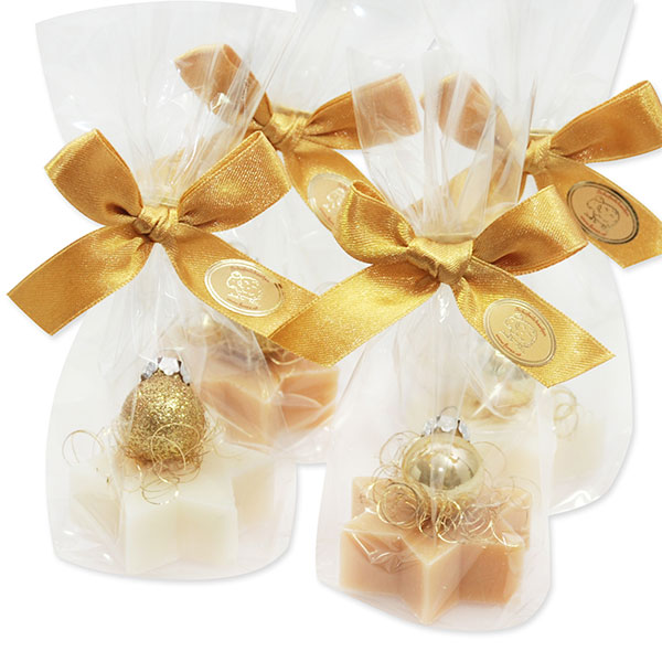 Sheep milk star soap 20g decorated with a christmas ball in a cellophane, Classic/Swiss pine 