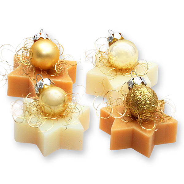 Sheep milk star soap 20g decorated with a christmas ball, Classic/Swiss pine 