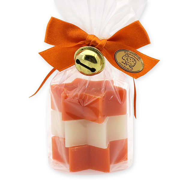 Sheep milk star soap 20g decorated with a bell in a cellophane, Classic/blood orange 