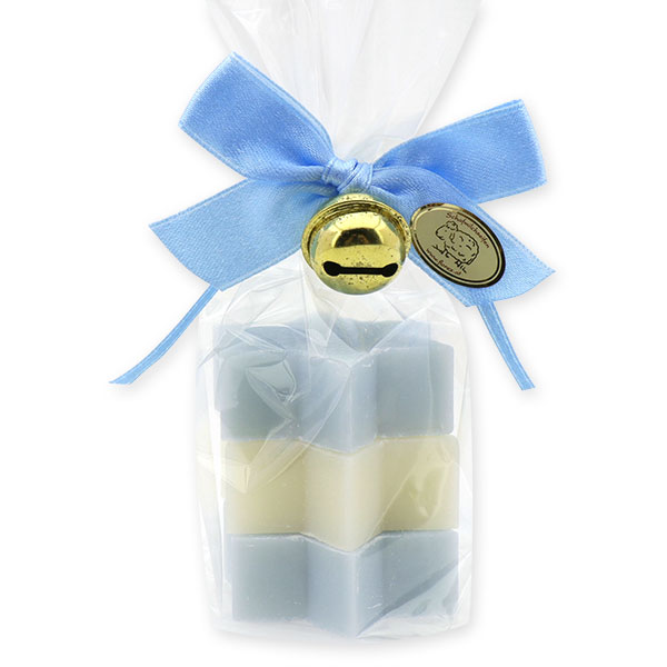 Sheep milk star soap 20g decorated with a bell in a cellophane, Classic/ice flower 