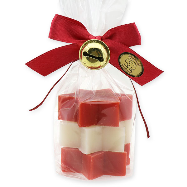 Sheep milk star soap 20g decorated with a bell in a cellophane, Classic/pomegranate 