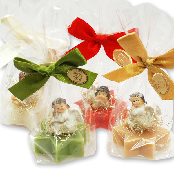 Sheep milk star soap 20g decorated with an angel in a cellophane, sorted 