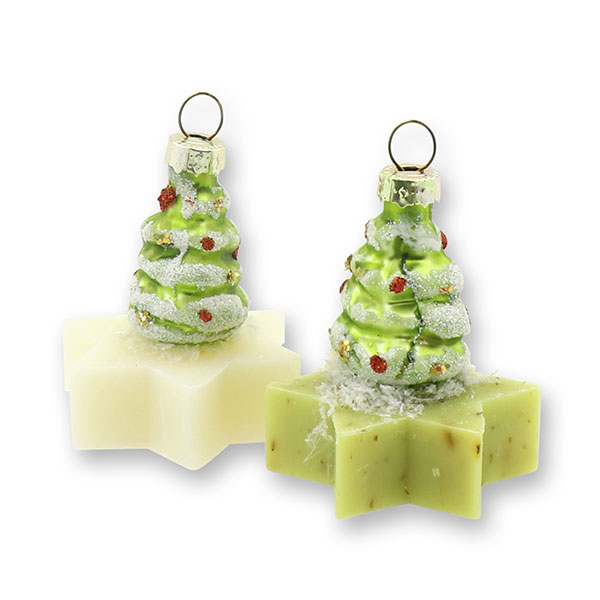 Sheep milk star soap 20g decorated with a christmas tree, Classic/verbena 