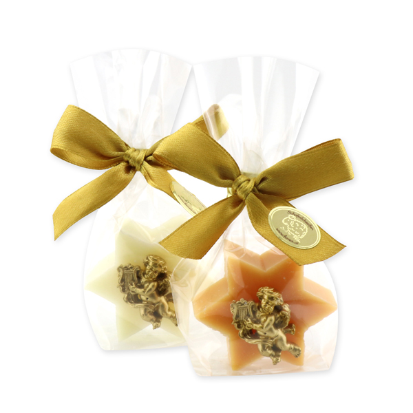 Sheep milk soap star 20g decorated with an angel in a cellophane, Classic/quince 