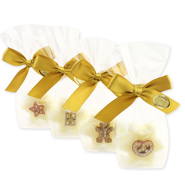 Sheep milk soap star 20g decorated with gingerbread decorations in a cellophane, Classic 