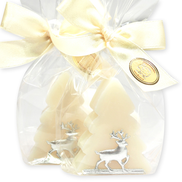 Sheep milk soap tree 24g decorated with a silver ribbon in a cellophane, Classic 