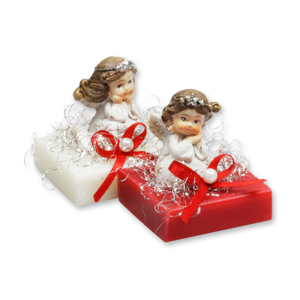 Sheep milk soap 35g decorated with an angel, Classic/pomegranate 