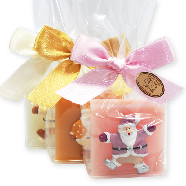 Sheep milk soap 35g decorated with santa in a cellophane, sorted 