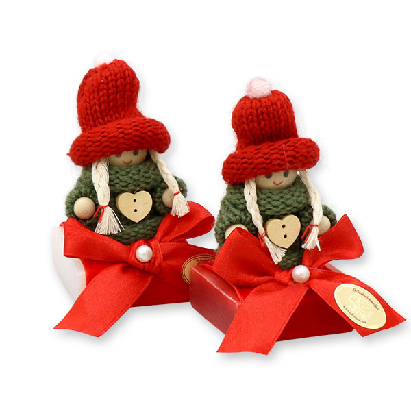 Sheep milk soap 35g decorated with a gnome, Classic/pomegranate 