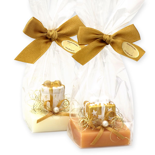 Sheep milk soap 35g decorated with a present in a cellophane, Classic/quince 