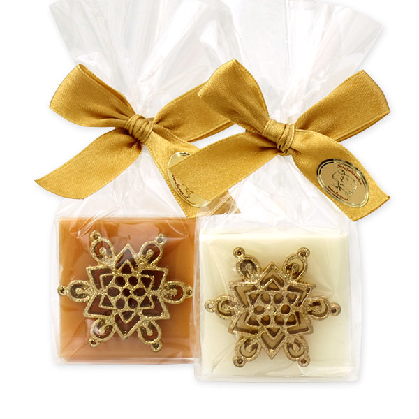 Sheep milk soap 35g decorated with a snowflake in a cellophane, Classic/quince 