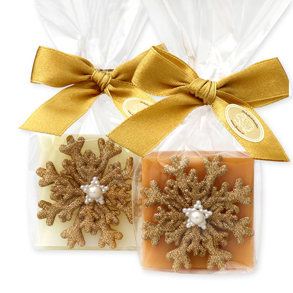Sheep milk soap 35g decorated with a snowflake in a cellophane, Classic/quince 