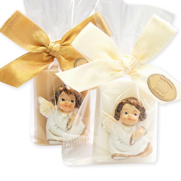 Sheep milk guest soap 25g decorated with an angel in a cellophane, Classic/swiss pine 