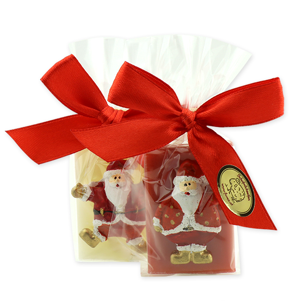 Schafmilchseife Gästeseife 25g dekoriert mit Weihnachtsmann in Cello, Classic/Granatapfel 