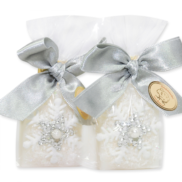 Sheep milk guest soap 25g decorated with a snowflake in a cellophane, Classic 