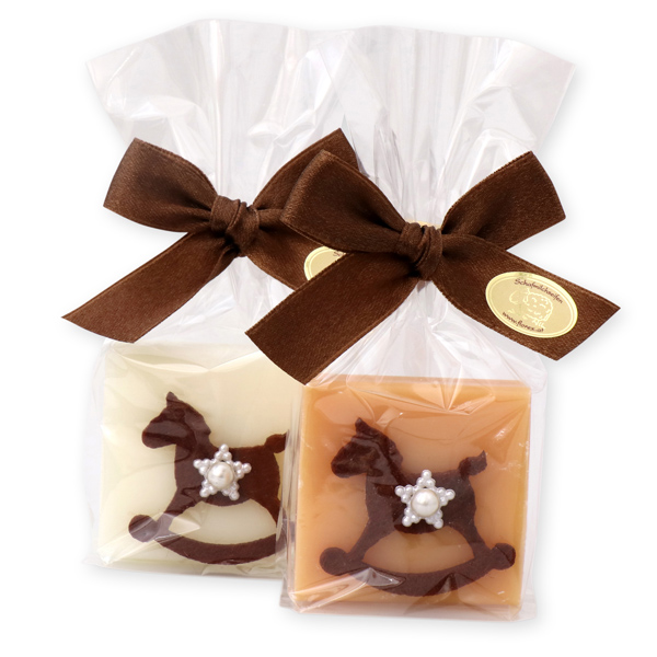 Sheep milk soap 35g decorated with a horse in a cellophane, Classic/quince 