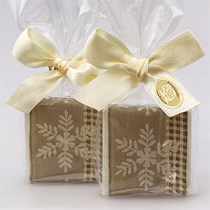 Sheep milk soap 35g decorated with a snowflake-ribbon in a cellophane, Classic 