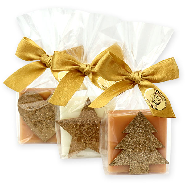 Sheep milk soap 35g decorated with christmas decorations in a cellophane, Classic/quince 