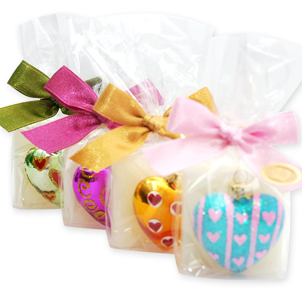 Sheep milk soap 35g decorated with a heart in a cellophane, Classic 