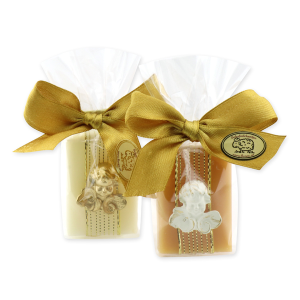 Schafmilchseife Gästeseife 25g dekoriert mit Engelskopft in Cello, Classic/Zirbe 