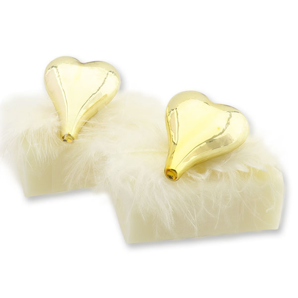 Sheep milk soap 100g, decorated with a glass heart, Classic 