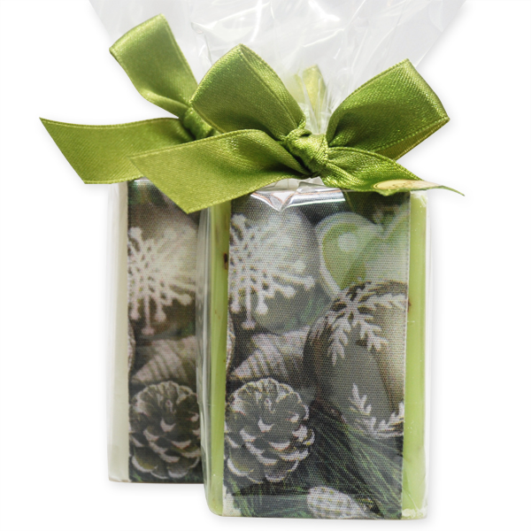 Sheeo milk soap 100g decorated with a christmas ribbon in a cellophane, Classic/verbena 