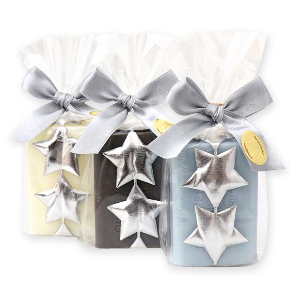 Sheep milk soap 100g decorated with a star ribbon in a cellophane, sorted 